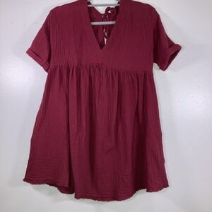 Entro Womens S Wine Babydoll Cotton Dress